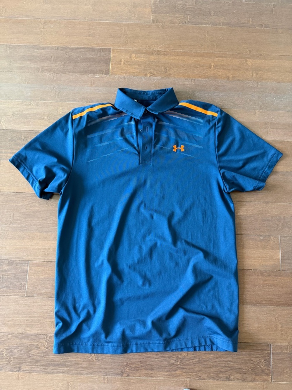 Under Armour Men’s Teal Polo with Orange Accents
